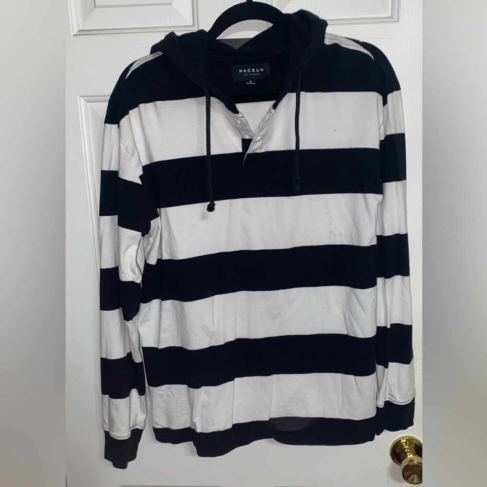 Pacsun Black and White Striped Hoodie